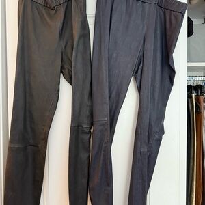 Black and Navy Blue Leather Pants
